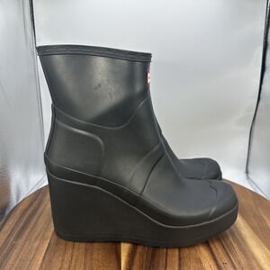 Hunter Black Wedge Rain Boots